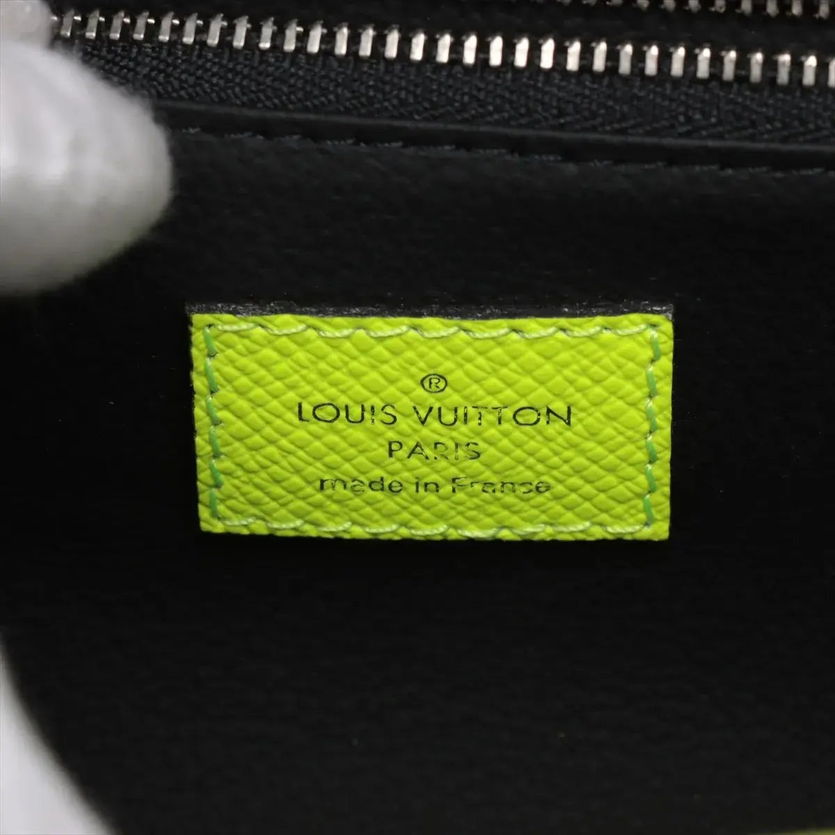 Pre-Loved Dopp Kit Pochette Monogram Coated Canvas with Silver Hardware, Neon Yellow