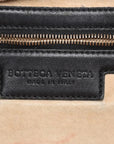 Pre-Loved Veneta Shoulder Bag Intrecciato Leather Medium with Gold Hardware, Black