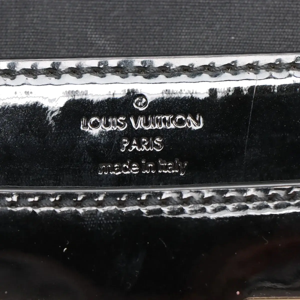 Pre-Loved Louise Clutch Patent Leather with Gold Hardware, Black
