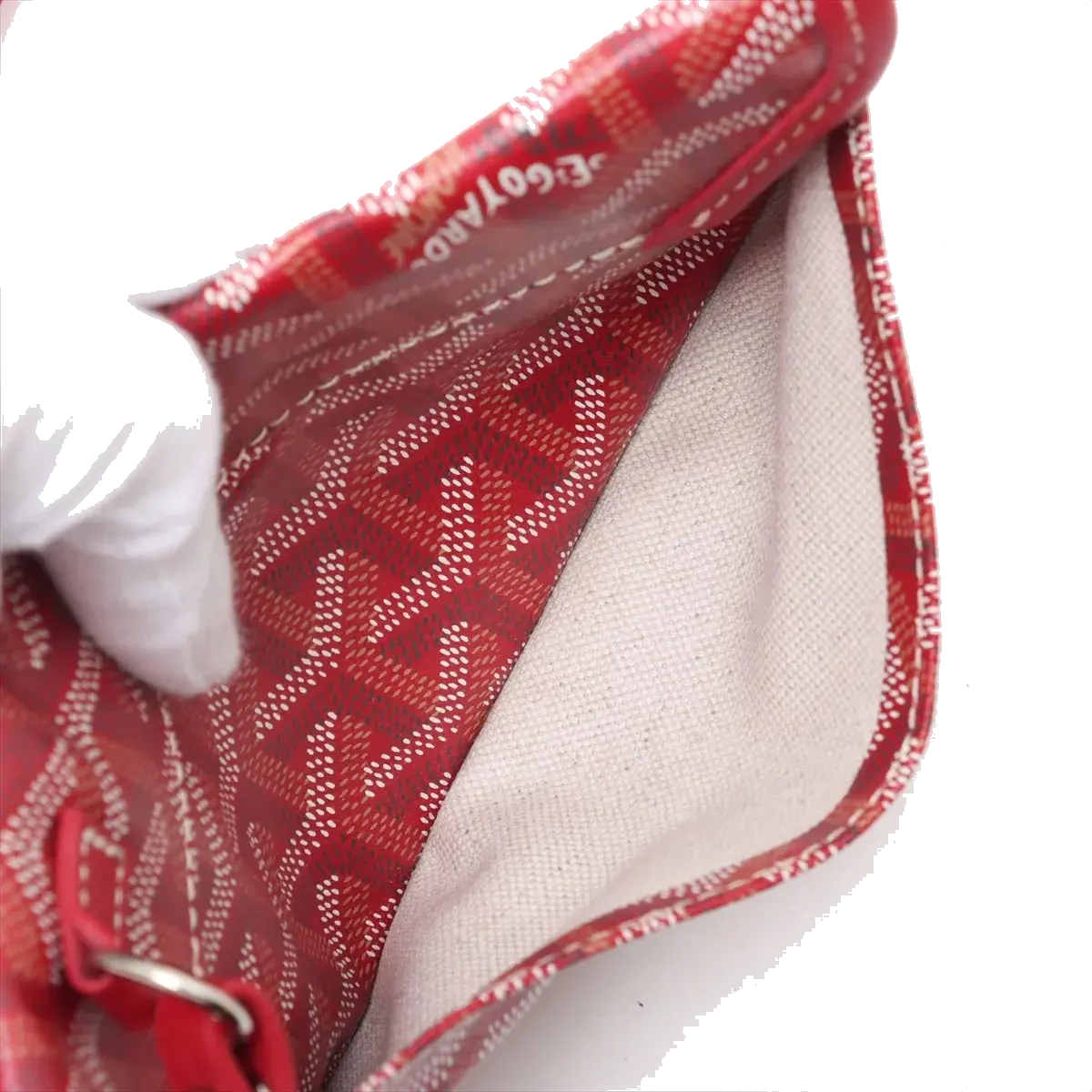 Pre-Loved Saint Louis Tote Chevron Coated Canvas GM with Gold Hardware, Red