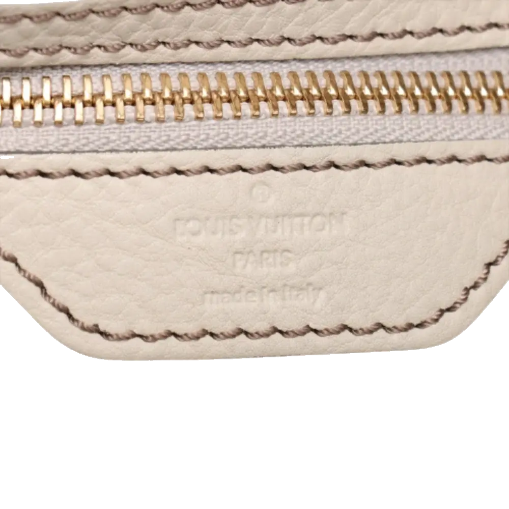 Pre-Loved Mahina XL Shoulder Bag Monogram Leather XL with Gold Hardware, Off-White