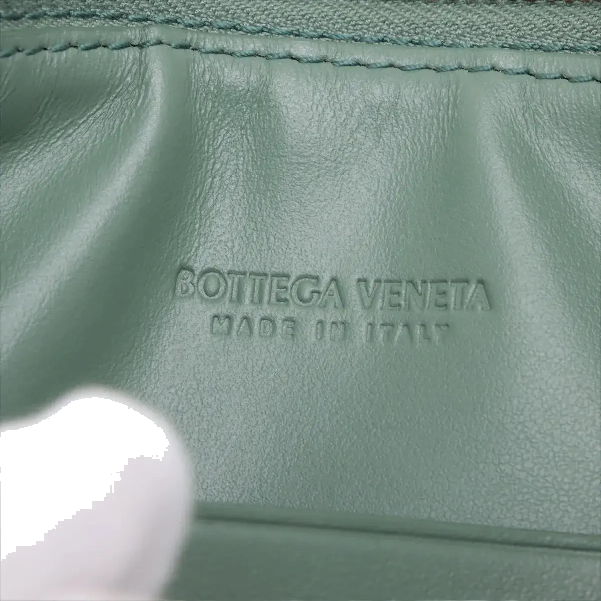 Pre-Loved Sunrise Shoulder Bag Intrecciato Leather Small with Gold Hardware, Sage Green
