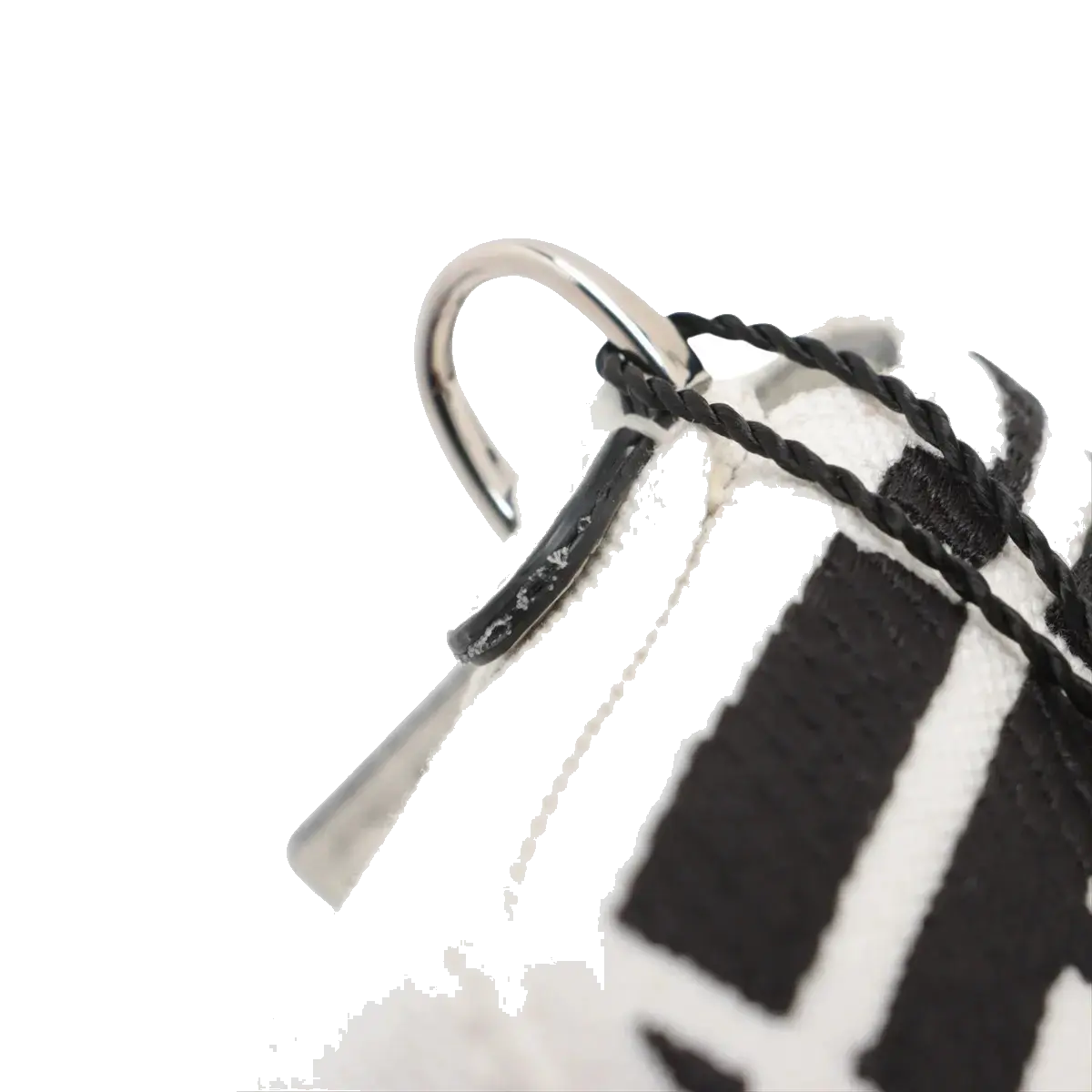 Pre-Loved Baguette Crossbody Bag Monogram Canvas Nano with Silver Hardware, White and Black