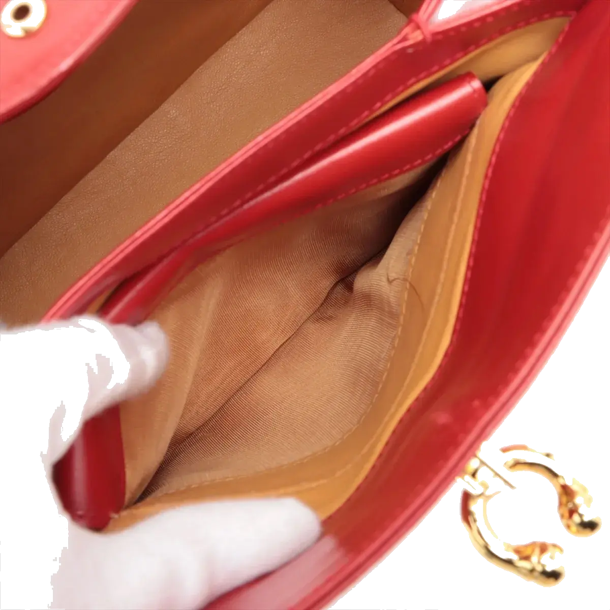 Pre-Loved Handbag Leather with Gold Hardware, Red