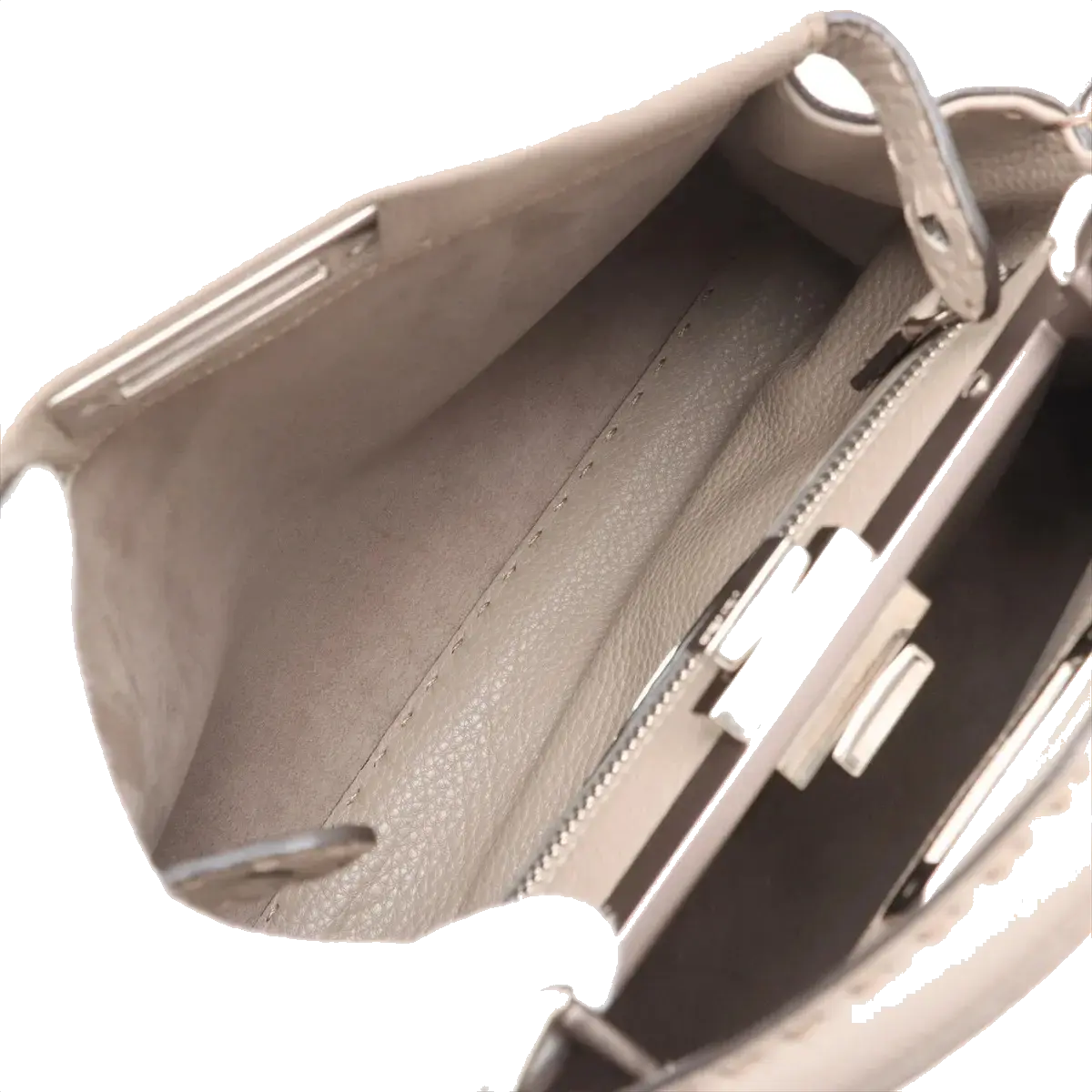 Pre-Loved Peekaboo Selleria Handbag Leather with Silver Hardware, Taupe