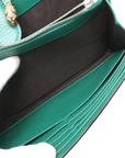 Pre-Loved Dionysus Wallet on Chain Crossbody Bag Leather Mini with Aged Gold and Silver Hardware, Green