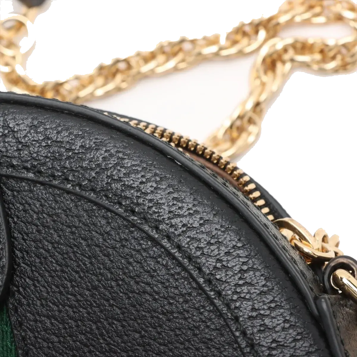 Pre-Loved Ophidia Round Mini Crossbody Bag Leather Mini with Gold Hardware, Black