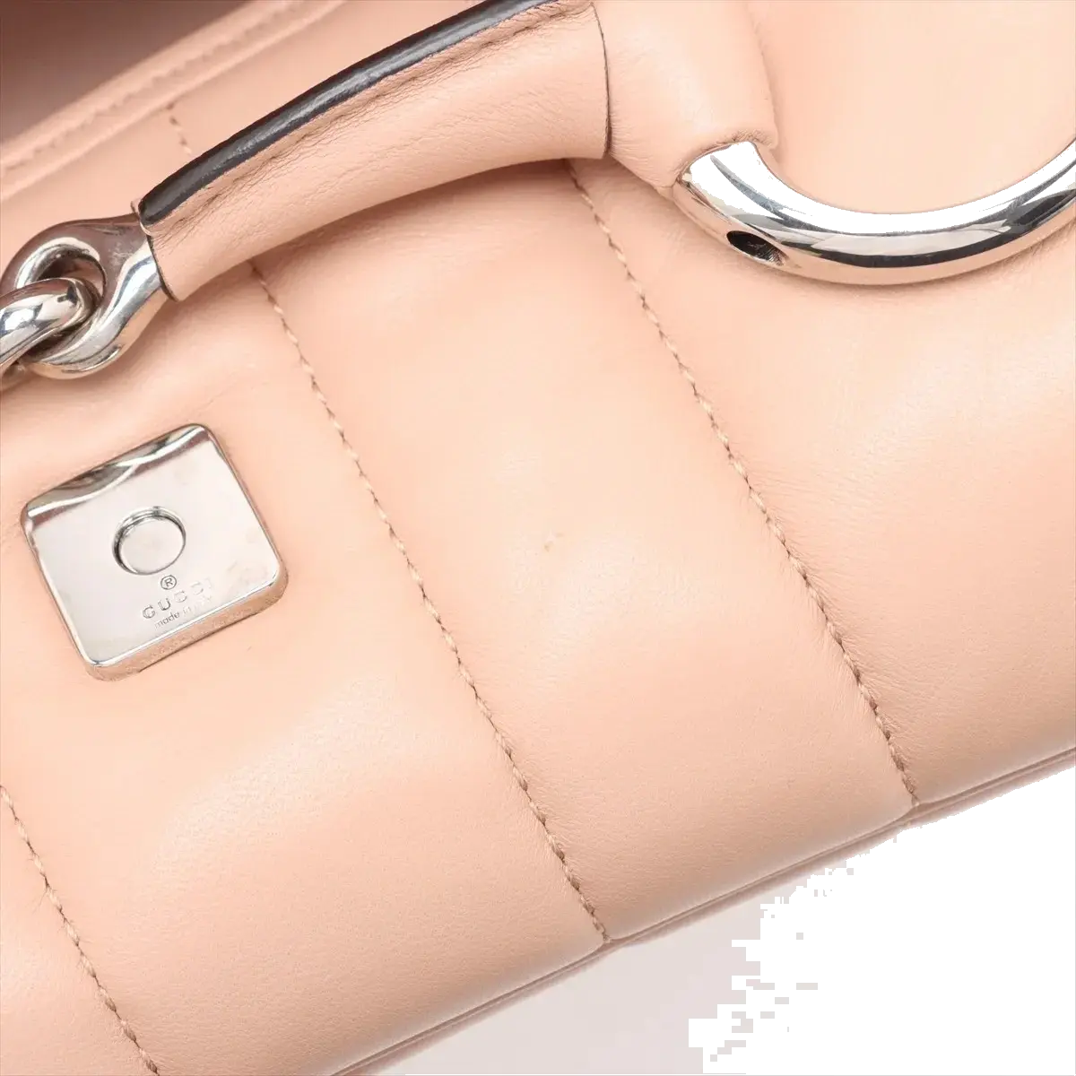Pre-Loved Horsebit Chain Shoulder Bag Quilted Leather Small with Silver Hardware, Pink