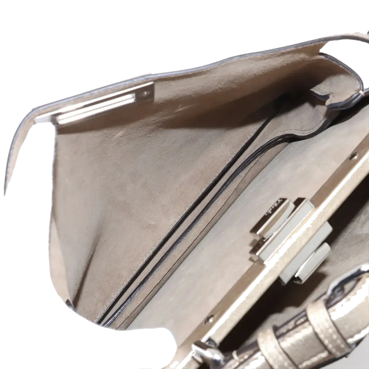 Pre-Loved Peekaboo Handbag Leather with Silver Hardware, Metallic Gold
