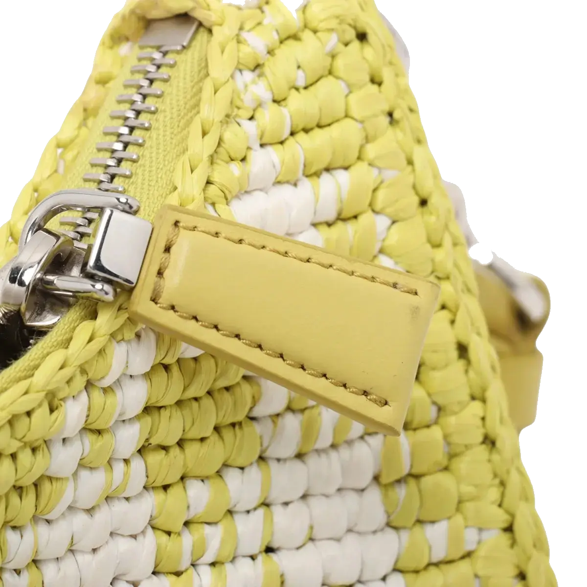 Pre-Loved Re-Edition 2005 Shoulder Bag Crochet Raffia Gingham Mini with Silver Hardware, Yellow and White