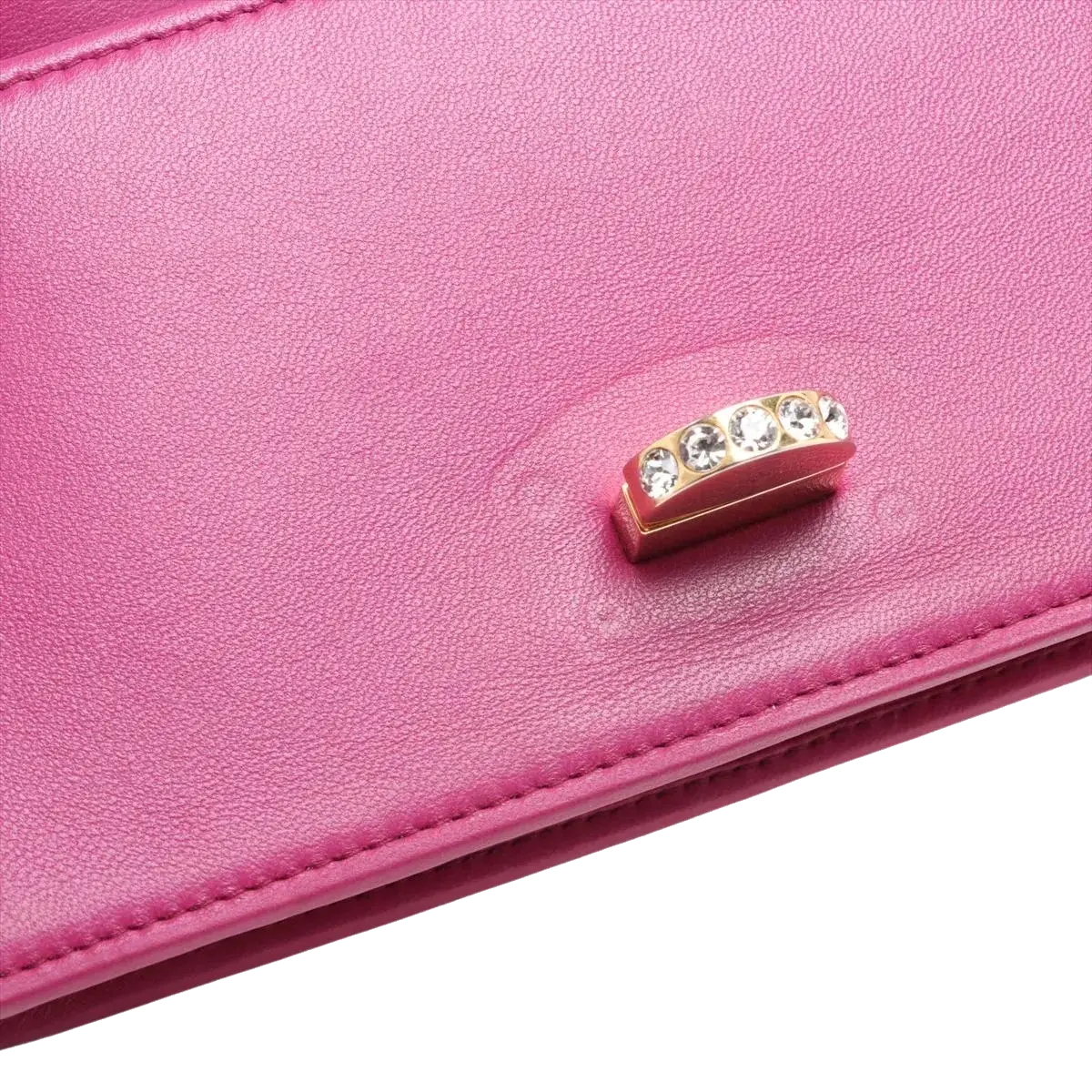 Pre-Loved Matelassé Wallet on Chain Crossbody Bag Quilted Leather Small with Gold Hardware, Pink