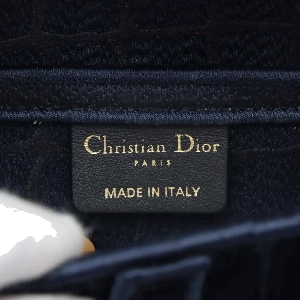 Pre-Loved Saddle Shoulder Bag Crocodile Embossed Velvet Mini with Aged Gold Hardware, Navy