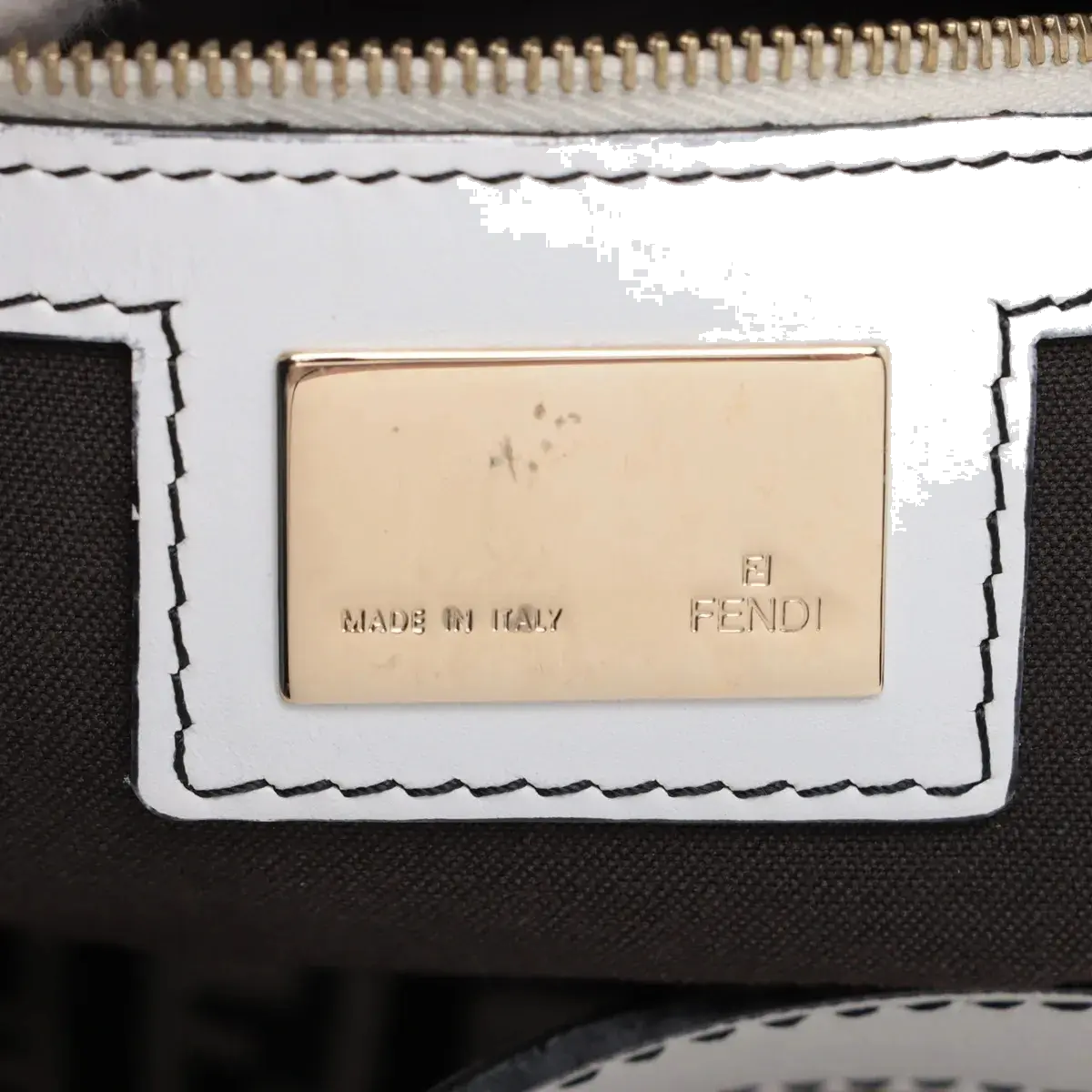 Pre-Loved Mamma Baguette Shoulder Bag Zucchino Coated Canvas with Gold Hardware, Black and Grey