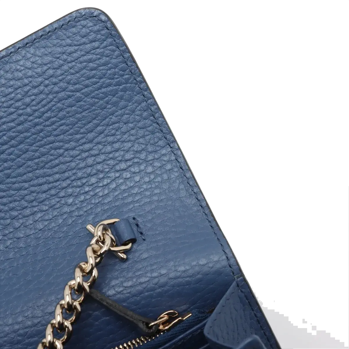 Pre-Loved Interlocking G Wallet on Chain Crossbody Bag Leather with Gold Hardware, Blue