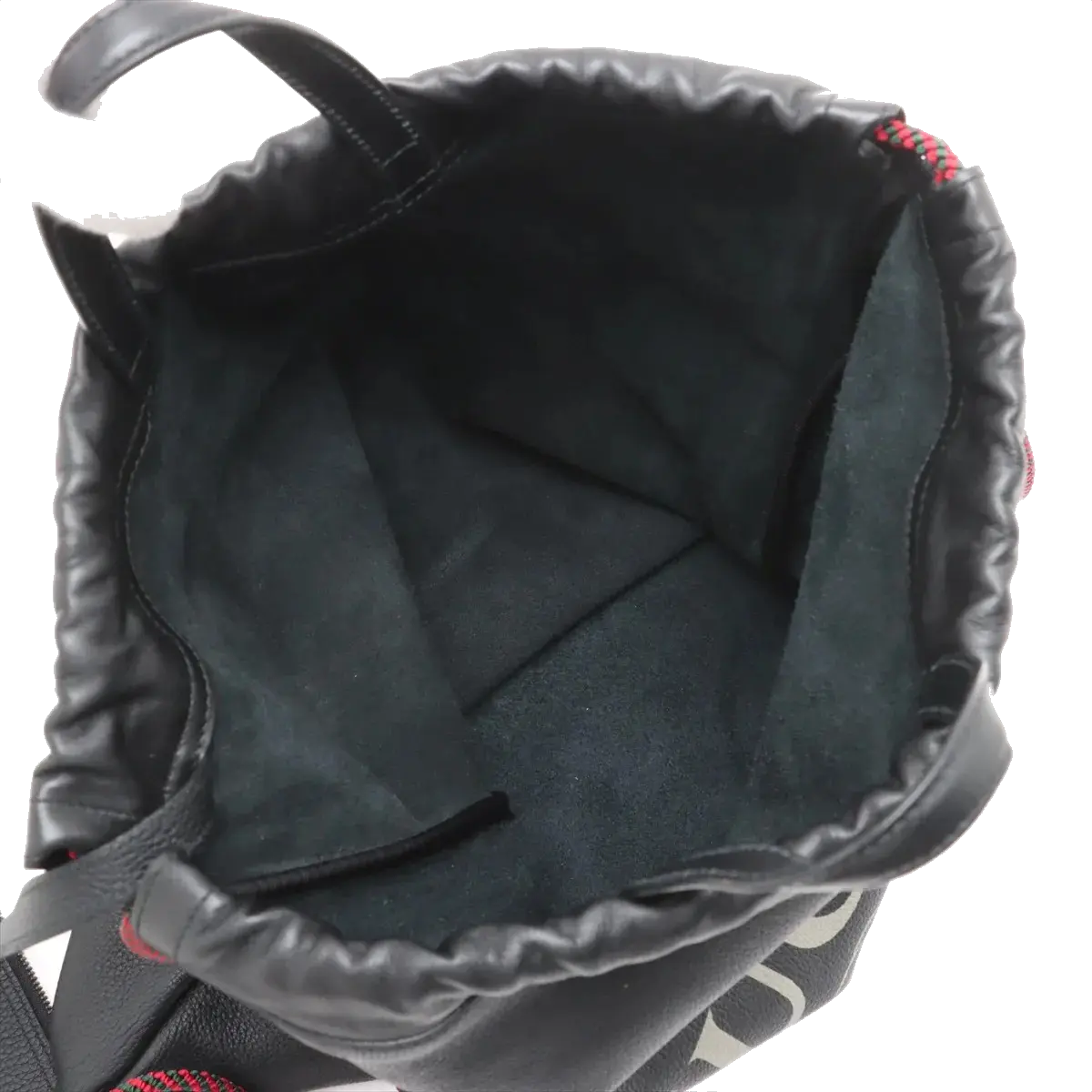 Pre-Loved Logo Print Drawstring Backpack Leather Medium with Black Hardware, Black