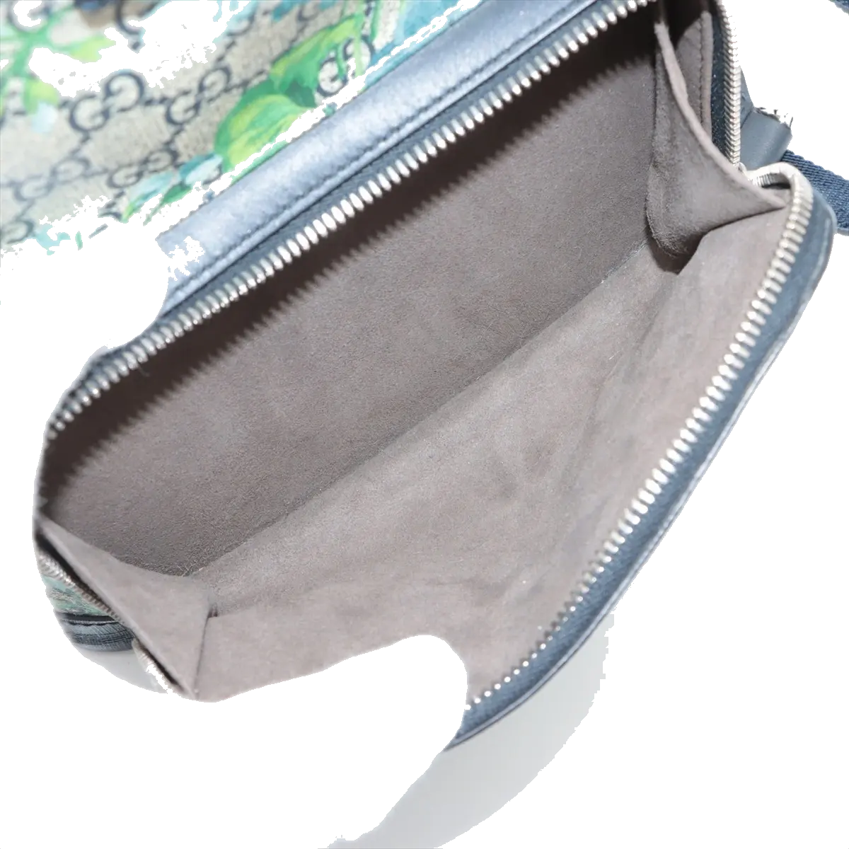Pre-Loved GG Supreme Blooms Backpack Monogram Coated Canvas Small with Silver Hardware, Beige Blue Floral