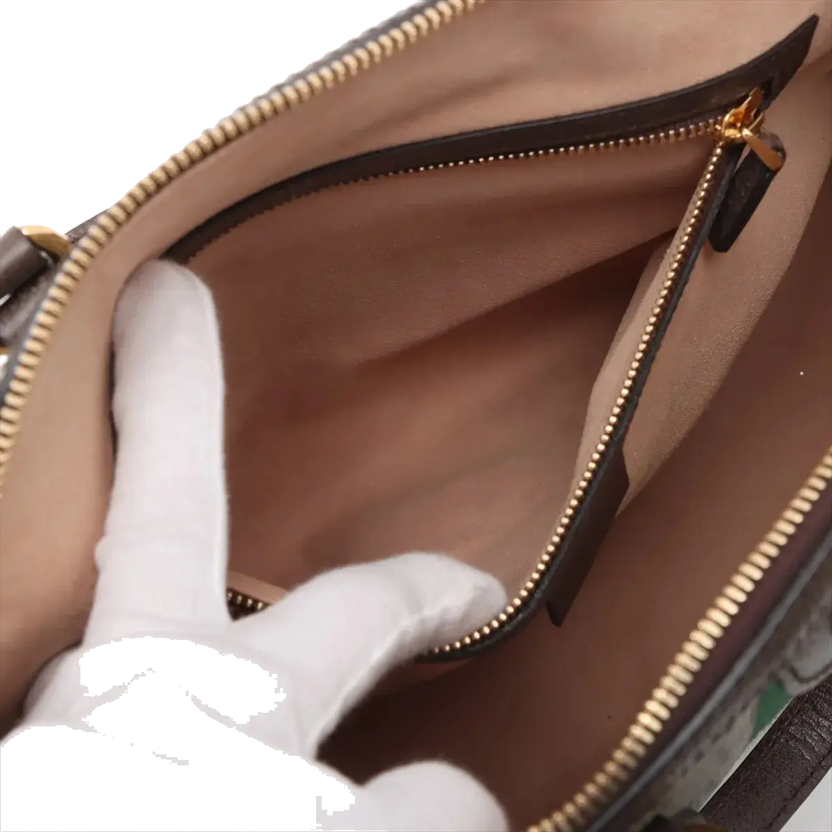 Pre-Loved Ophidia Handbag Monogram Coated Canvas Medium with Gold Hardware, Beige/Ebony