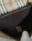 Pre-Loved Saddle Crossbody Crossbody Bag Haymarket Check Coated Canvas Small with Gold Hardware, Beige