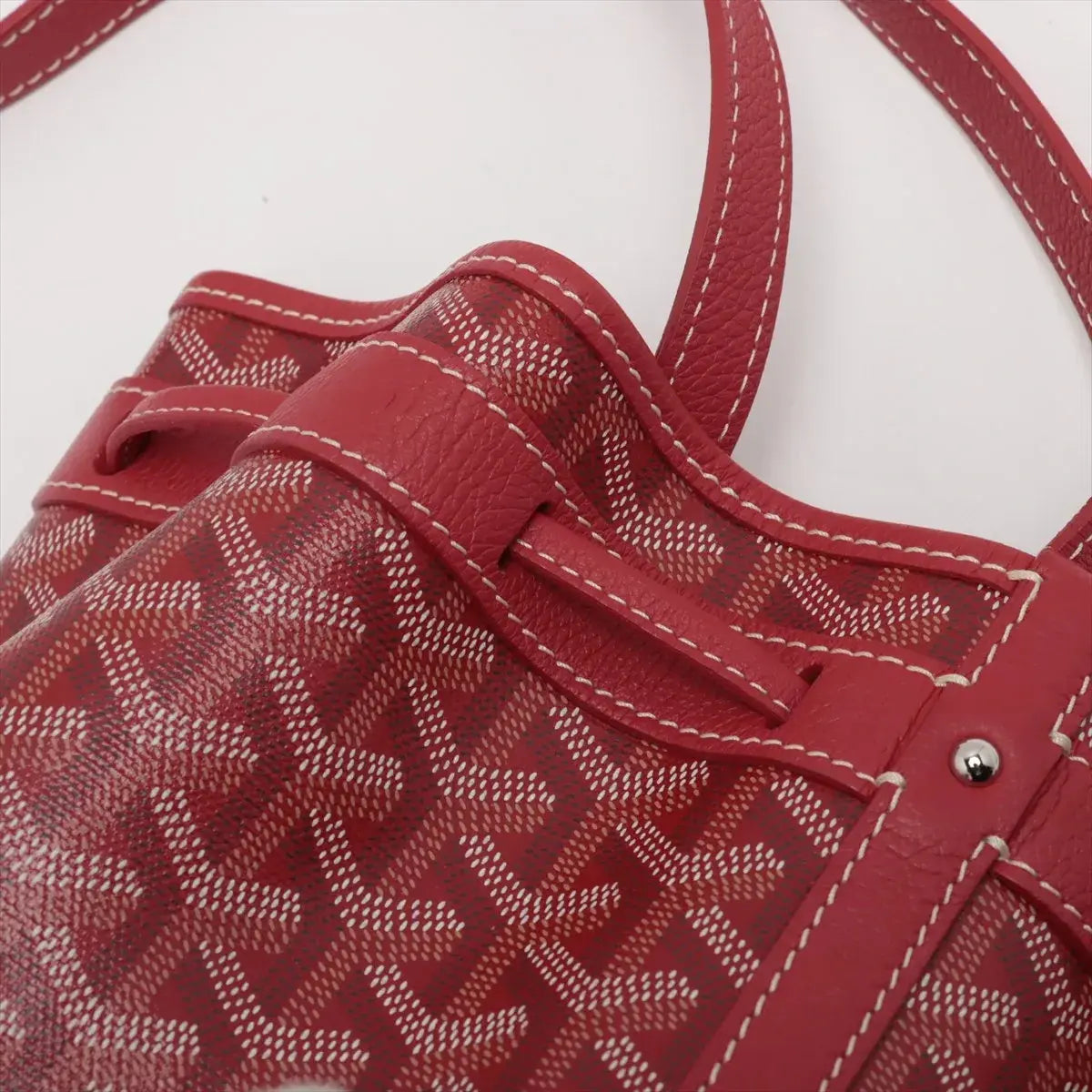 Pre-Loved Petit Flot Bucket Bag Goyardine Coated Canvas Small with Silver Hardware, Red
