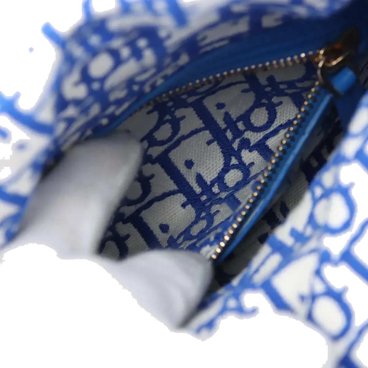 Pre-Loved Lady Dior Handbag Wicker Oblique Medium with Gold Hardware, Natural Beige and Blue