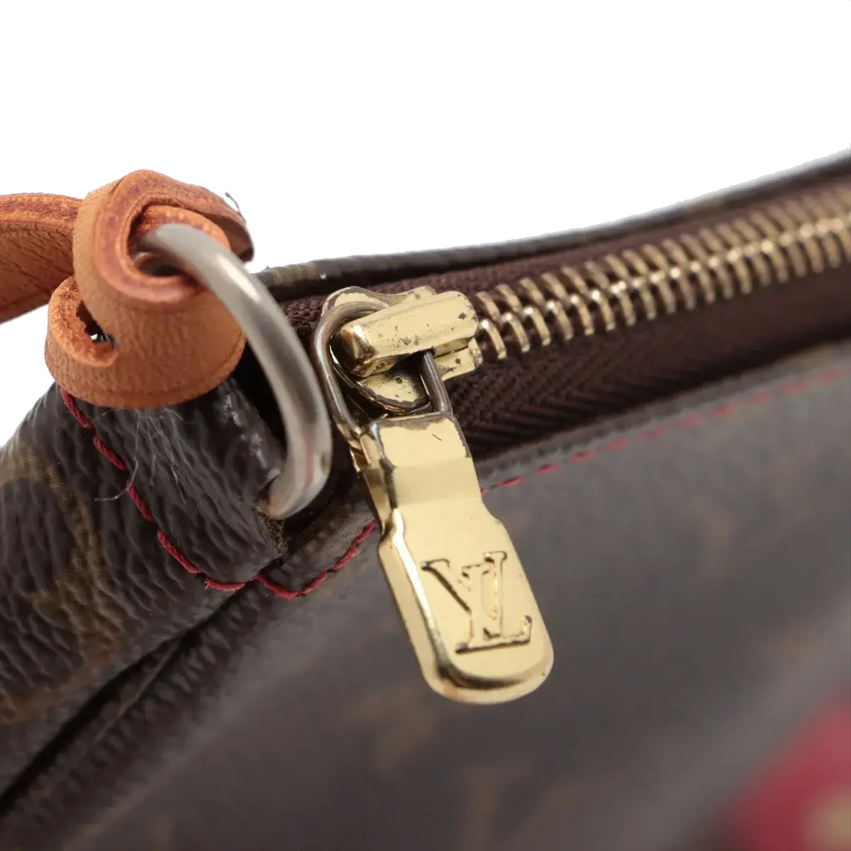 Pre-Loved Pochette Accessoires Cerises Pochette Monogram Coated Canvas with Gold Hardware, Brown