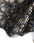 Pre-Loved Lady Dior Wicker Handbag Wicker Oblique Medium with Aged Gold Hardware, Natural / Navy