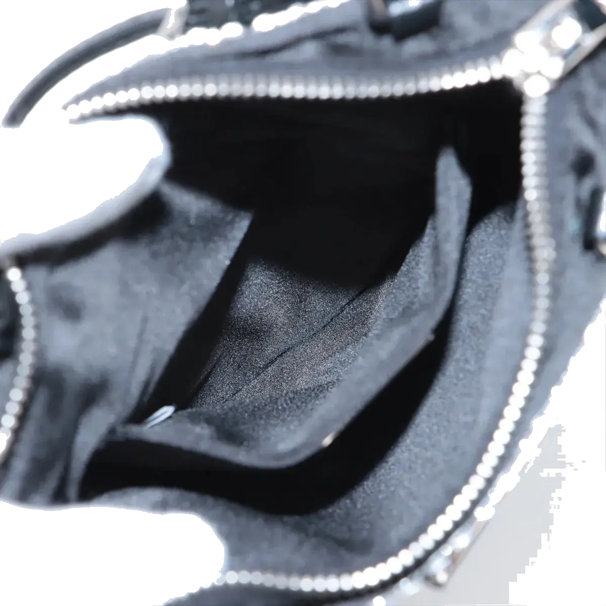 Pre-Loved Satin Crystal Tote Shoulder Bag Embellished Satin Small with Silver Hardware, Black