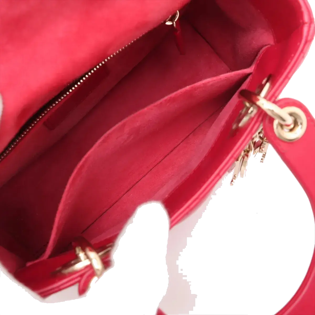 Pre-Loved Lady Dior Handbag Cannage Leather Medium with Gold Hardware, Pink
