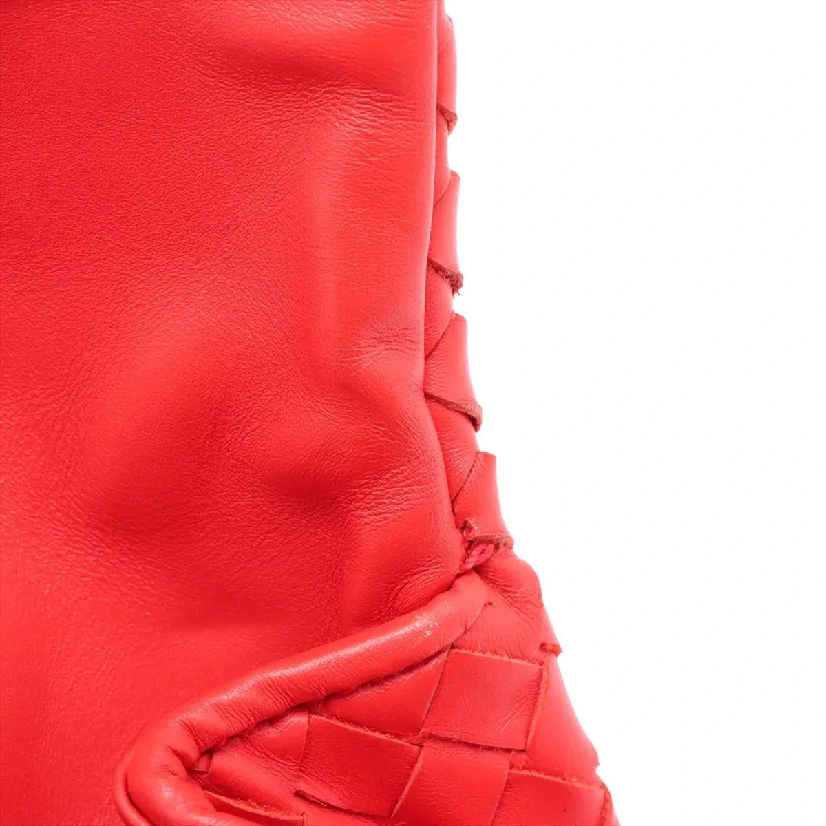 Pre-Loved Intrecciato Clutch Clutch Intrecciato Leather with Silver Hardware, Coral Red