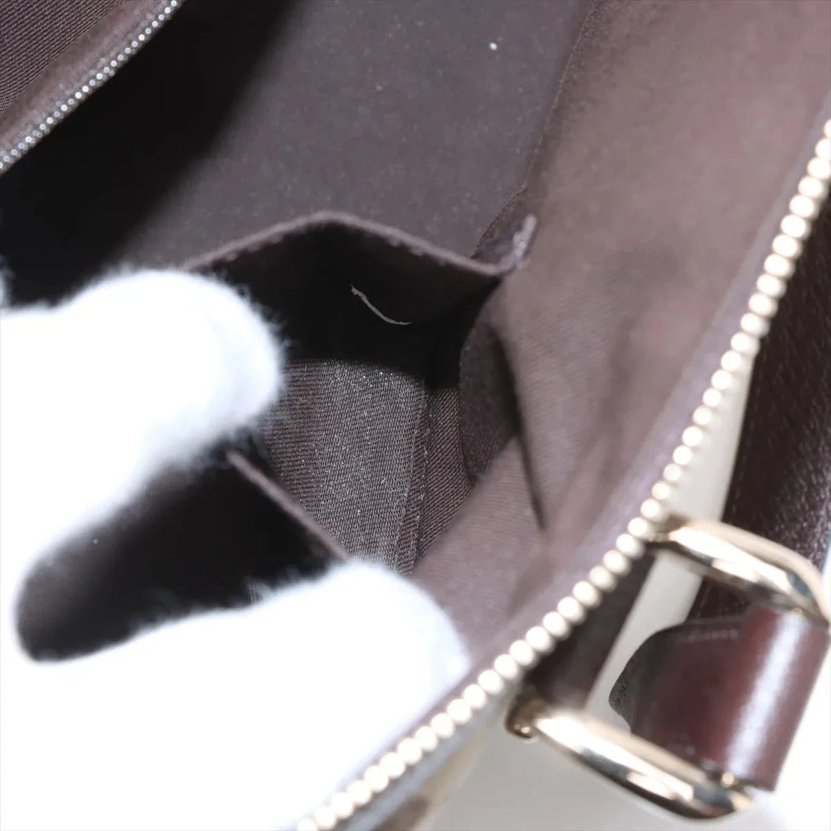 Pre-Loved Abbey Tote Monogram Coated Canvas Medium with Gold Hardware, Beige/Brown