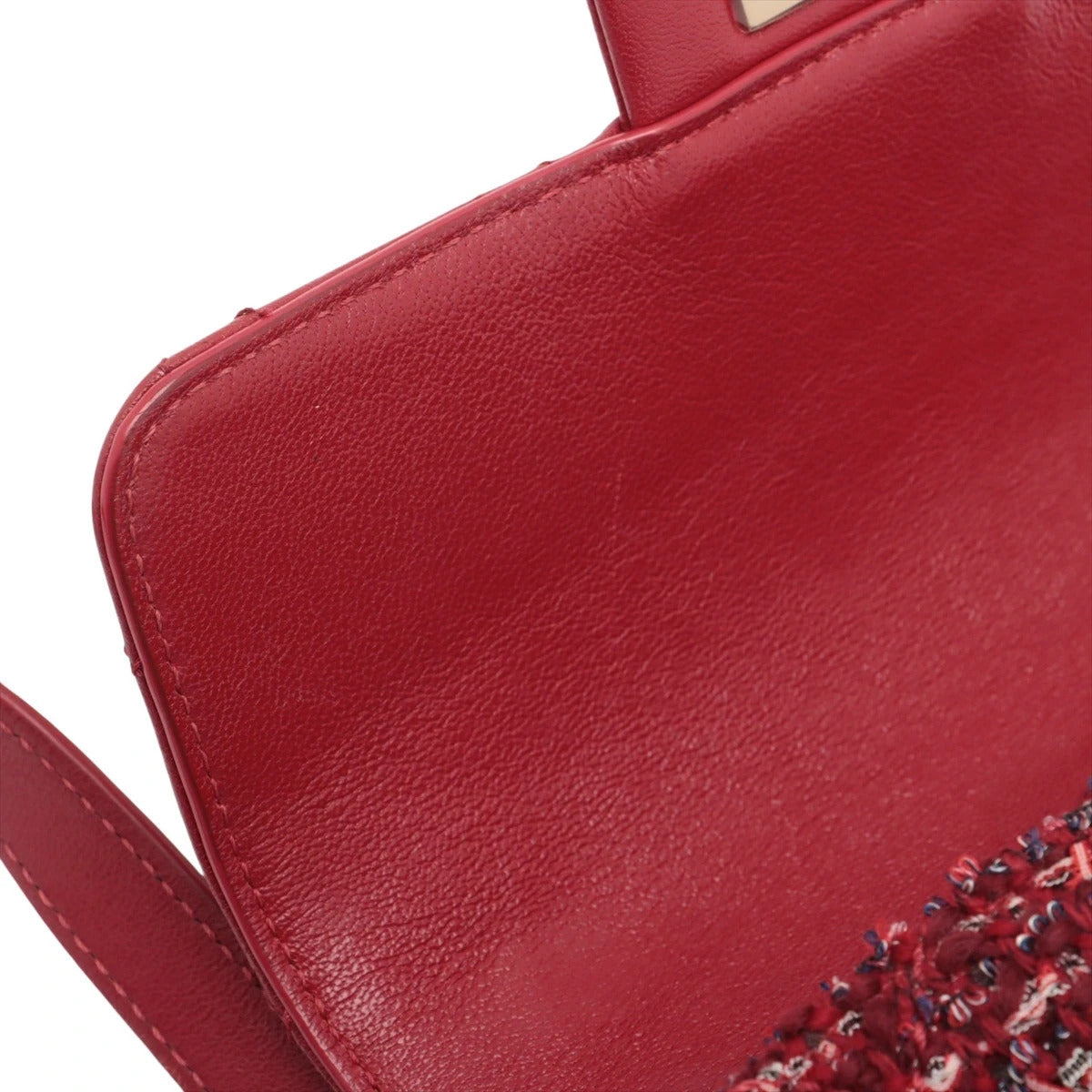 Pre-Loved Flap Bag Shoulder Bag Quilted Leather Mini with Gold Hardware, Red