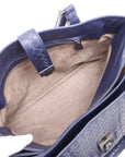 Pre-Loved Roma Tote Intrecciato Leather Medium with Gunmetal Hardware, Navy Blue