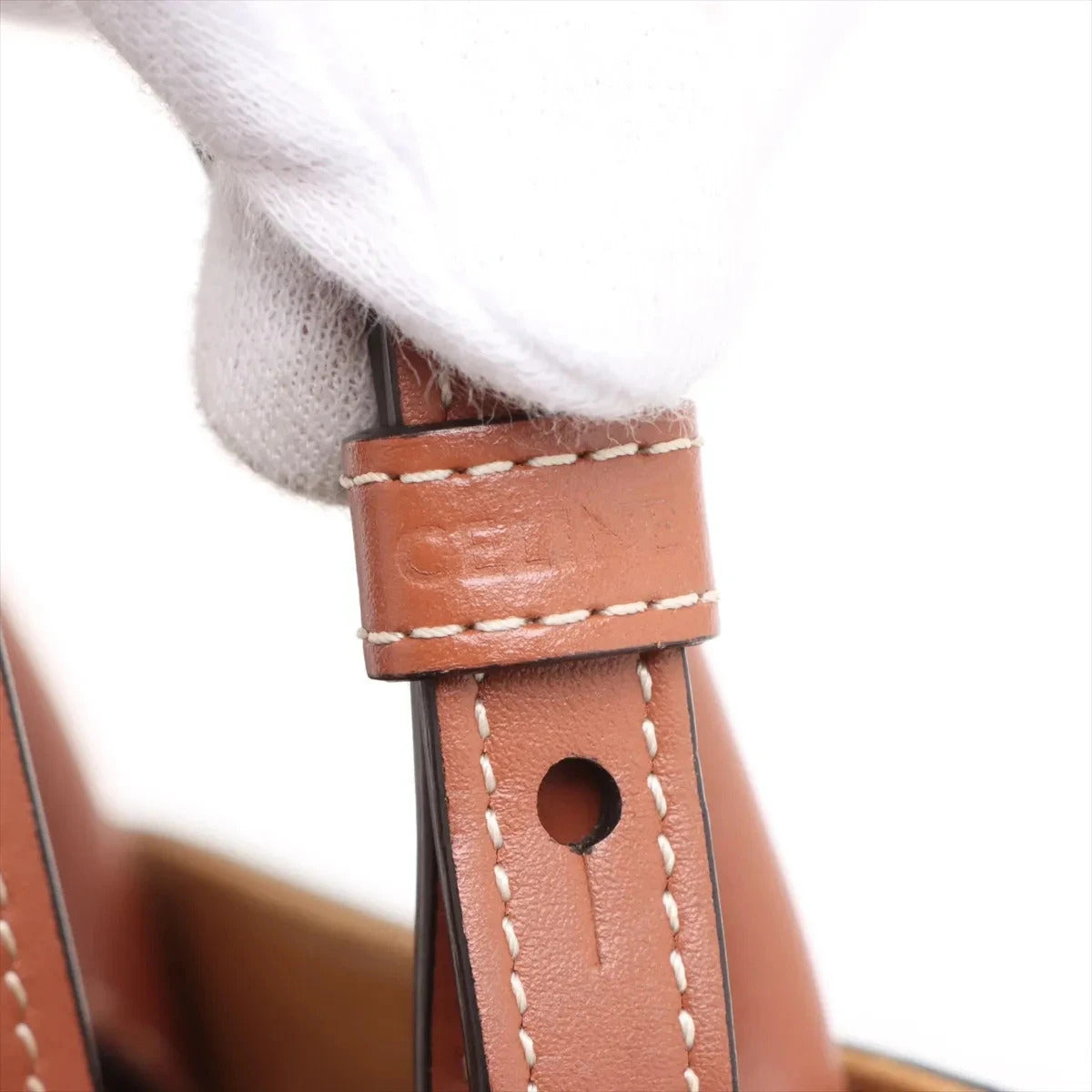 Pre-Loved Vertical Cabas Tote Triomphe Canvas Coated Mini with Gold Hardware, Brown