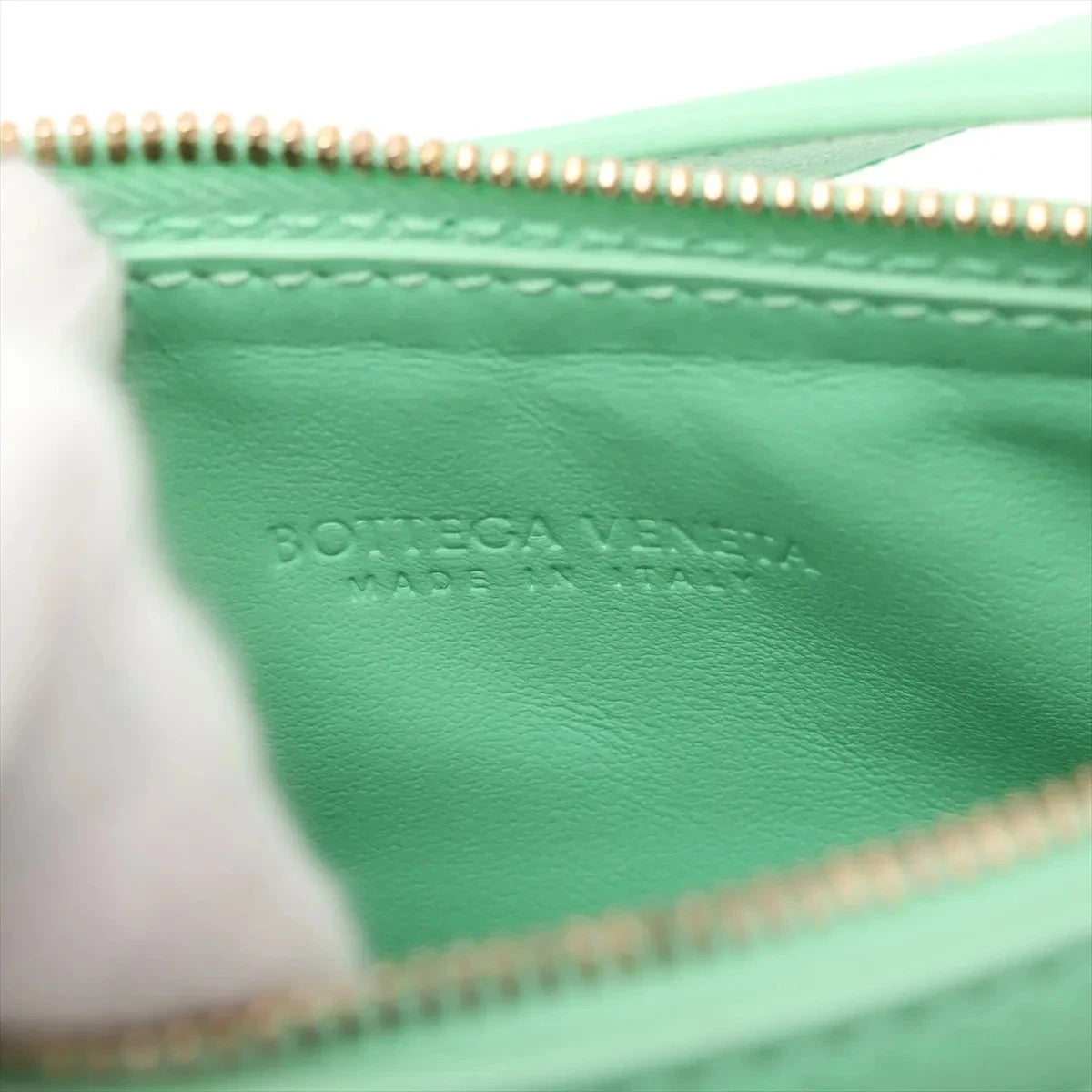 Pre-Loved Sunrise Shoulder Bag Intrecciato Leather Small with Gold Hardware, Mint Green