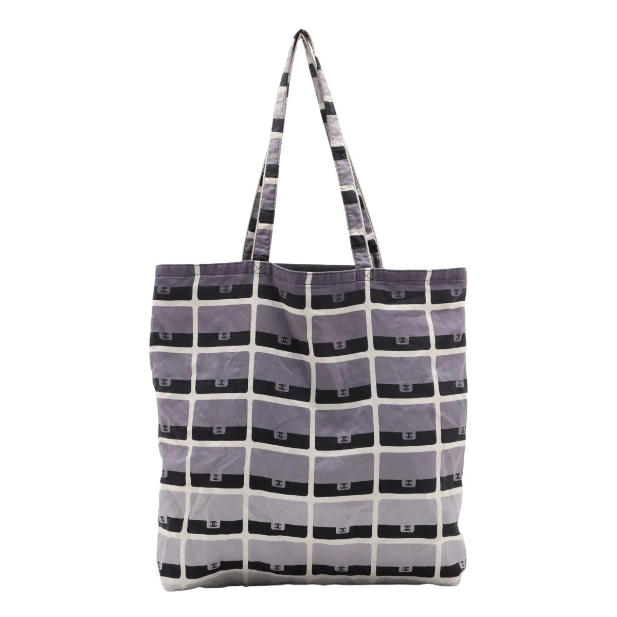 Pre-Loved Quilted Flap Bag with Foldable Tote Crossbody Bag Quilted Canvas Mini with Silver Hardware, Black