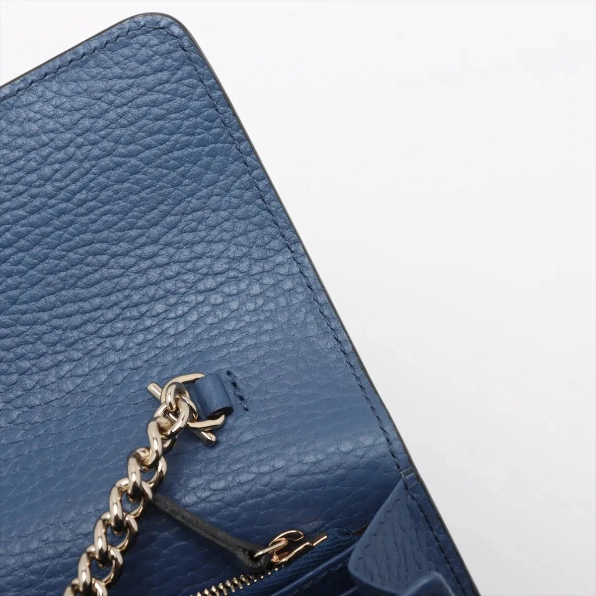 Pre-Loved Interlocking G Wallet on Chain Crossbody Bag Leather with Gold Hardware, Blue