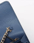Pre-Loved Interlocking G Wallet on Chain Crossbody Bag Leather with Gold Hardware, Blue