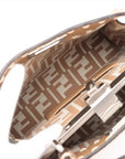 Pre-Loved Peekaboo Handbag Striped Canvas Mini with Silver Hardware, Brown and Beige