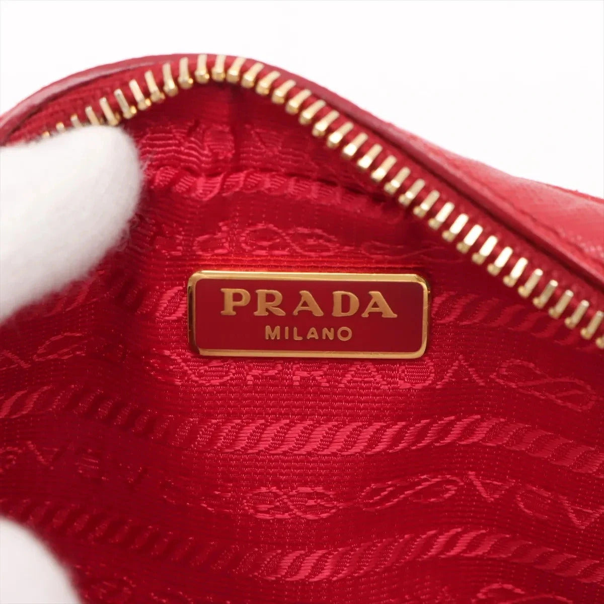 Pre-Loved Saffiano Mini Bauletto Handbag Leather Mini with Gold Hardware, Red