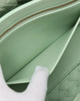Pre-Loved Andiamo Handbag Intrecciato Leather Small with Gold Hardware, Mint Green
