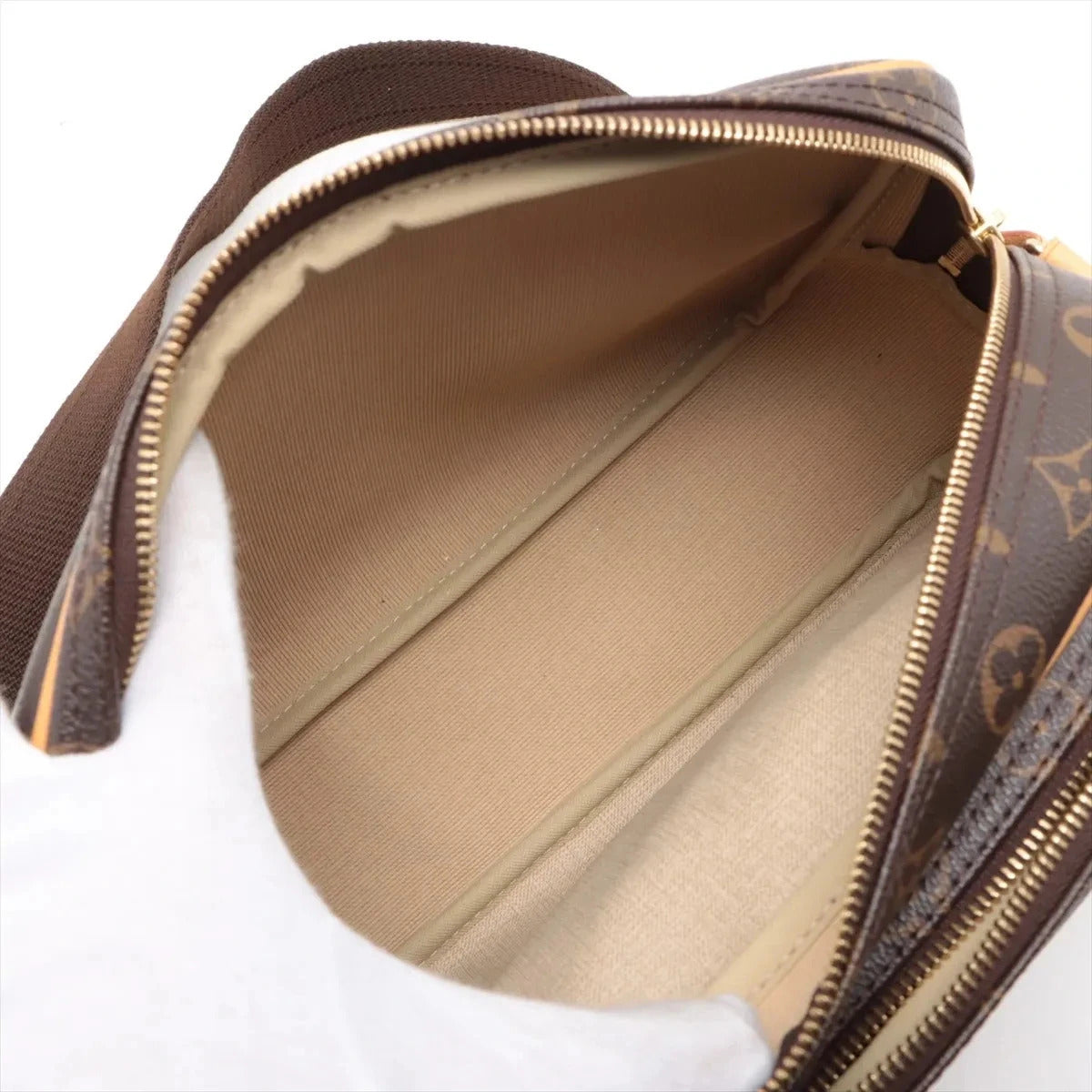 Pre-Loved Reporter PM Crossbody Bag Monogram Coated Canvas PM with Gold Hardware, Brown