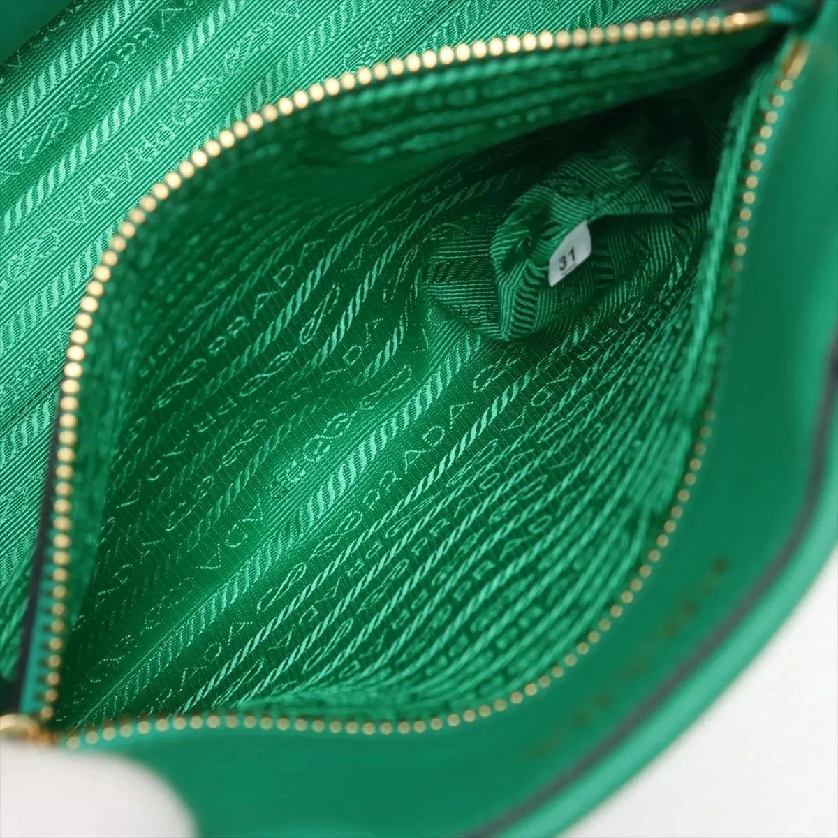 Pre-Loved Symbole Tote Triangle Leather Small with Gold Hardware, Green