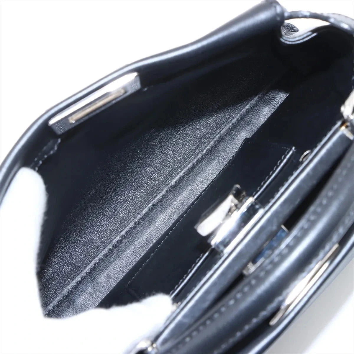 Pre-Loved Peekaboo Handbag Leather Mini with Silver Hardware, Black