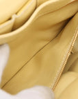 Pre-Loved Chain Cassette Shoulder Bag Intrecciato Leather with Gold Hardware, Pale Yellow