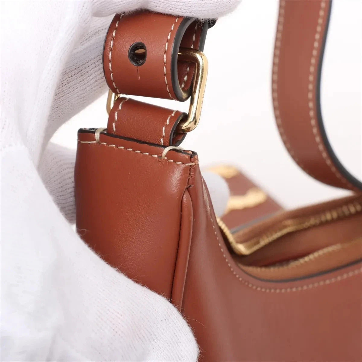 Pre-Loved Ava Triomphe Shoulder Bag Leather Small with Gold Hardware, Tan