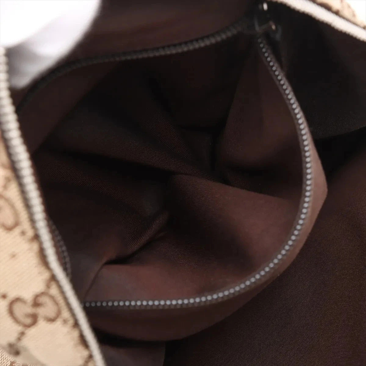 Pre-Loved GG Backpack Monogram Coated Canvas with Silver Hardware, Beige/Brown