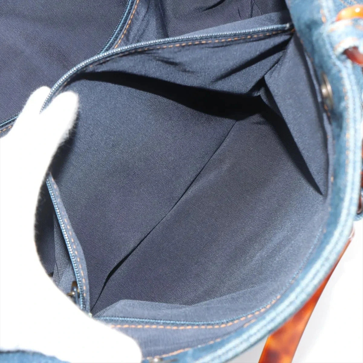 Pre-Loved CC Denim Tote Denim with Tortoise Shell Hardware, Blue