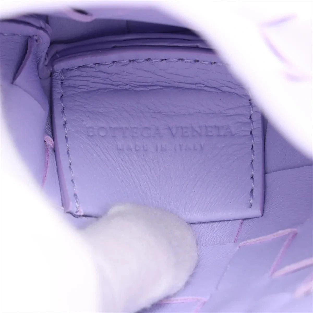 Pre-Loved Sardine Crossbody Bag Intrecciato Leather Mini with Gold Hardware, Lilac