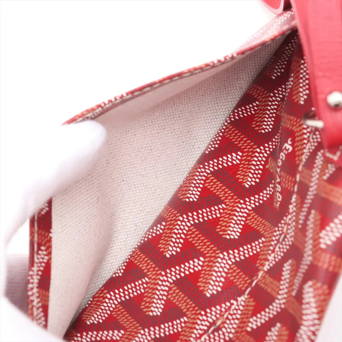 Pre-Loved Saint Louis Tote Goyardine Chevron Coated Canvas PM with Gold Hardware, Red