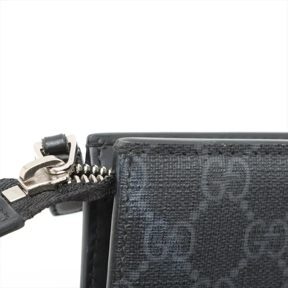 Pre-Loved GG Supreme Web Pouch Clutch Monogram Coated Canvas with Silver Hardware, Black